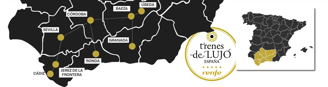Recorrido de la ruta andaluza del Tren Al Ándalus durante 2025. © RENFE.