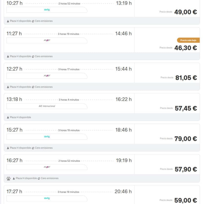 Billetes para viajar entre Madrid y Barcelona el sábado 6 de septiembre, con trenes AVE más baratos que el Avlo.