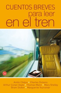 Portada de Cuentos breves para leer en el tren. imagen: Punto de lectura.