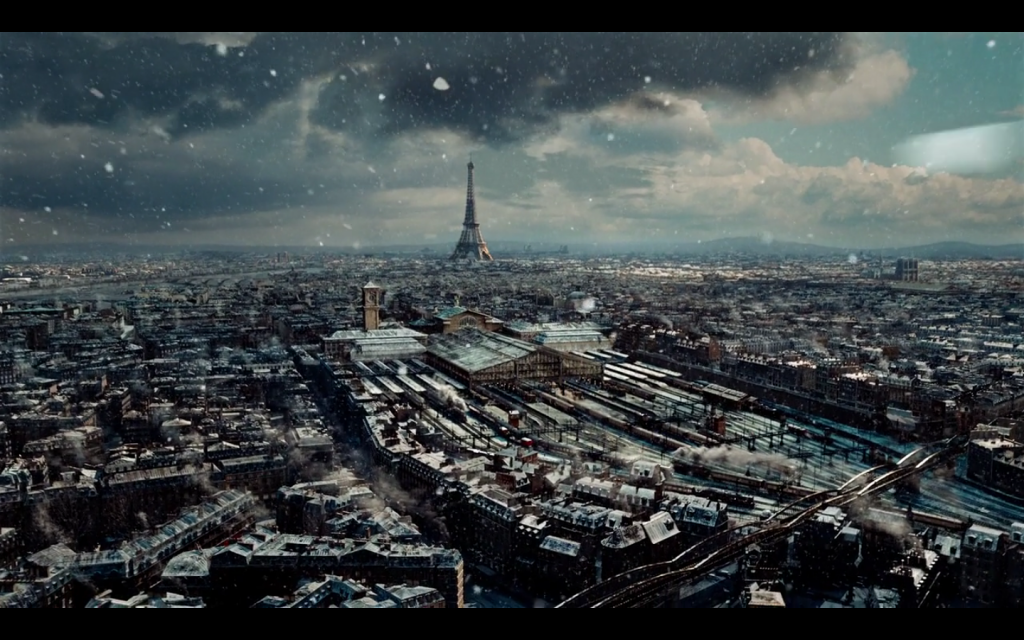 Fotograma de La invención de Hugo en el que se ve a la antigua estación de Montparnasse. Imagen de B+ Movie Blog.
