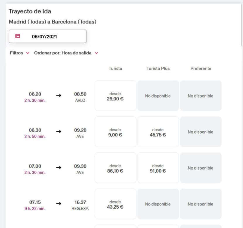 Comparativa de precios en un día que aún tiene billetes a 9€