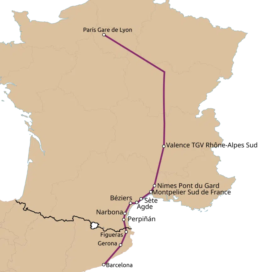 SNCF en España - Línea TGV Inoui Bacelona-París