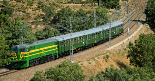 Composición del Tren de Felipe II, que hará el viaje The Rampa de Pajares Farewell de PTG Tours en noviembre de 2023. © ALSA.