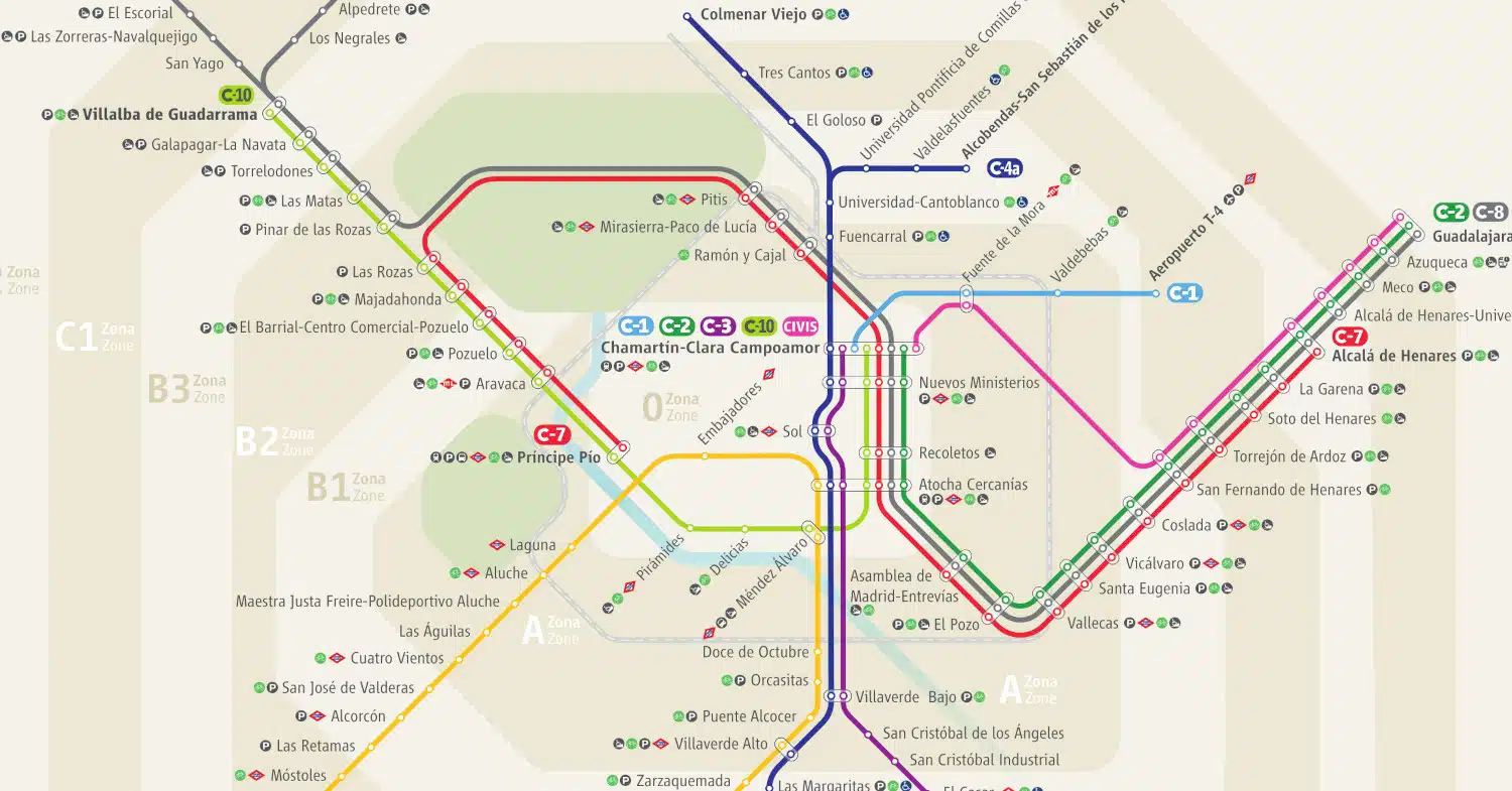Plano y tarifas de Cercanías Madrid