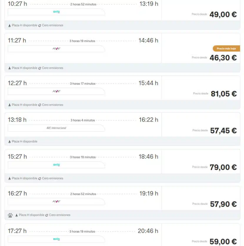 Billetes para viajar entre Madrid y Barcelona el sábado 6 de septiembre, con trenes AVE más baratos que el Avlo.