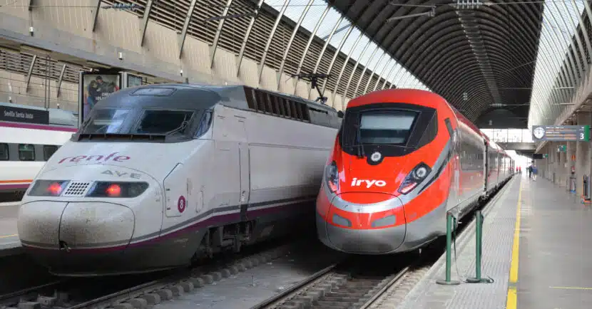 Trenes de AVE Renfe e Iryo en Sevilla Santa Justa. © CRISTINA TOLOSA.