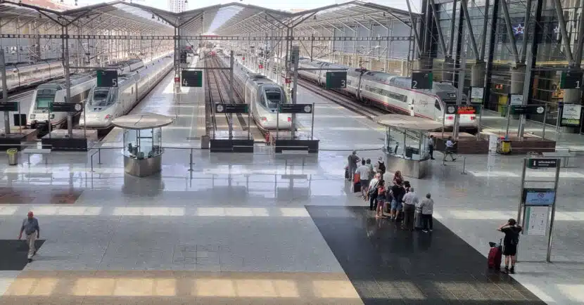 Trenes en la estación de Málaga-María Zambrano. (CC BY SA) CABEZA2000-Wikimedia Commons. Imagen recortada.